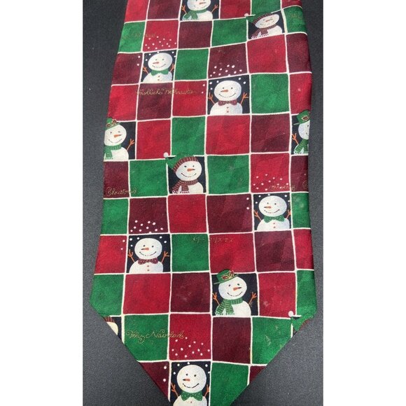 Hallmark Mens Neck Tie Christmas Snowman Red Green Novelty Holidays 56" Gift - Picture 2 of 8